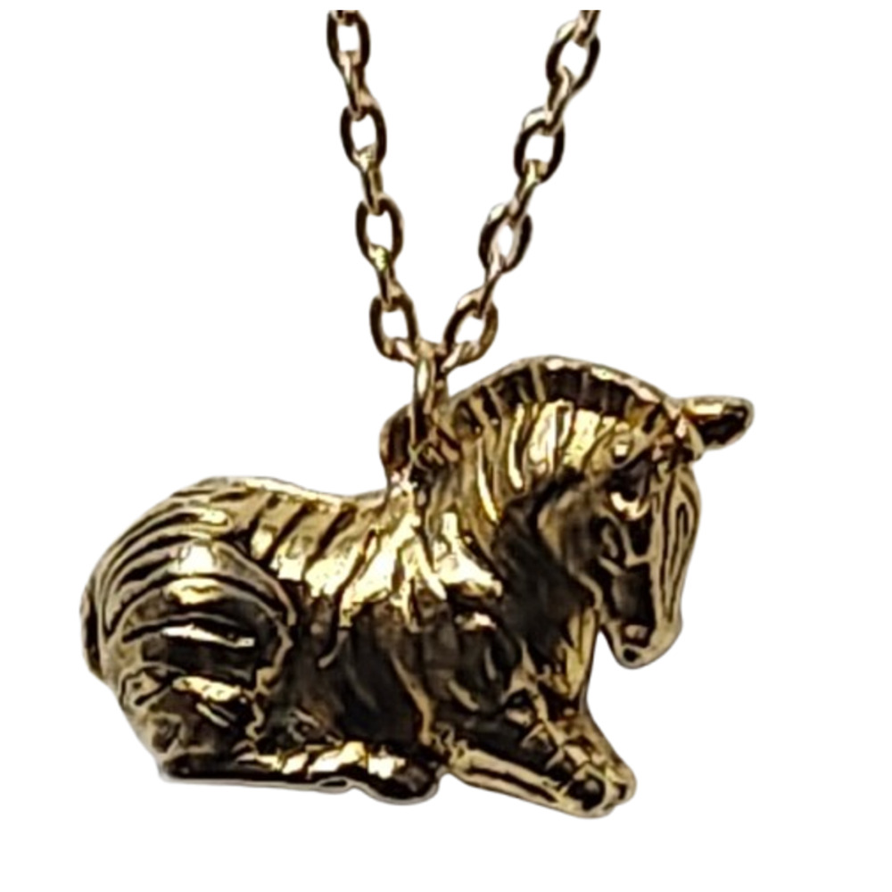 Vtg 1960s 70s Max Factor Zebra Perfume solid Pendant Necklace